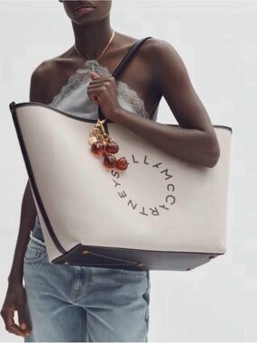 Stella McCartney White Tote Bag with Black Trim